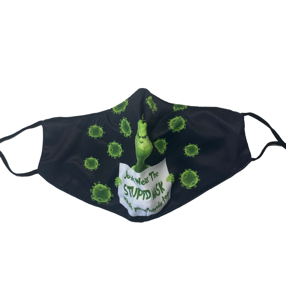 Kids Reusable Fabric Mask — Dr Seuss Mask SPIRIT SPARKPLUGS Black Grinch Mask  