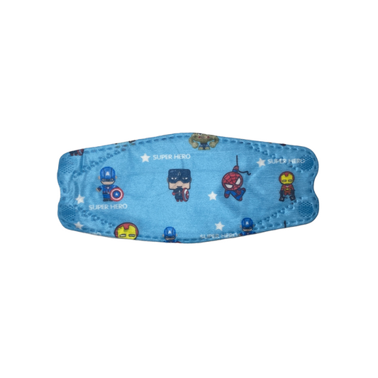 Three Panel Disposable Kids Masks Superhero Masks SPIRIT SPARKPLUGS Sky Blue Super Hero  